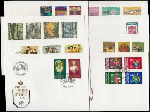 741-763 Liechtenstein-Jahrgang 1980 komplett auf FDC mit ESSt Vaduz