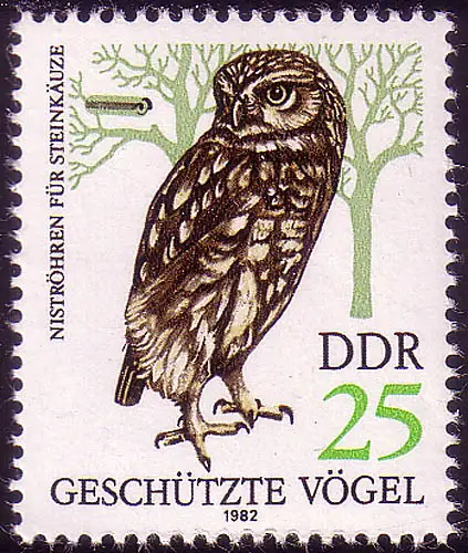 2704 Geschütze Greifvögel 25 Pf Steinkauz **