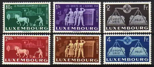 478-483 Europäische Einigung 1951, Luxemburg postfrisch ** / MNH