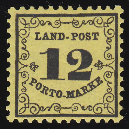 Baden Porto 3 x Ziffern im Rankenwerk, 12 Kreuzer, postfrisch **