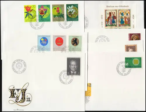 521-535 Liechtenstein-Jahrgang 1970 komplett, FDC mit ESSt Vaduz