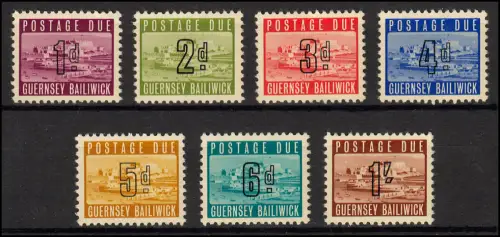 Großbritannien - Guernsey Portomarken 1-7, kompletter Satz, postfrisch **