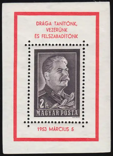 Ungarn Block 23 mit 1295, Stalin, postfrisch **