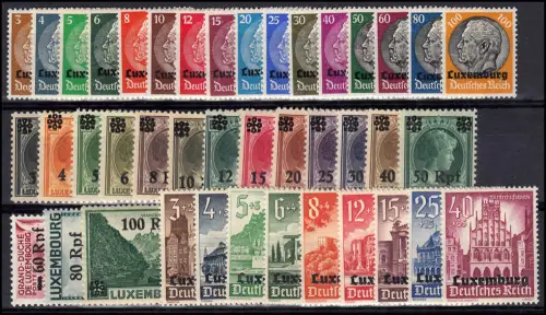 Luxemburg 1-41 drei Sätze, 41 Werte komplett, alles sauber postfrisch **