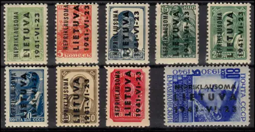 1-9 Landesausgabe 1941, Werktätige, kompletter Satz mit Falz / Haftstellen *