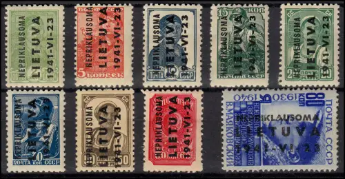 1-9 Landesausgabe 1941, Werktätige, kompletter Satz mit Falz / Haftstellen *