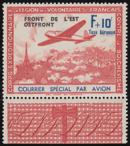 Frankreich V PF II Flugpost mit Plattenfehler fehleder i-Punkt, postfrisch **