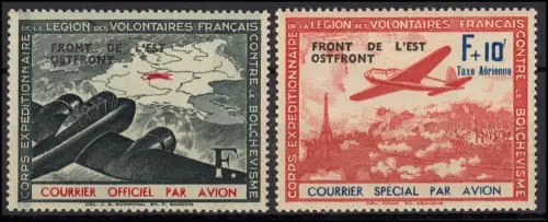 Frankreich IV - V Flugpost mit Aufdruck OSTFRONT, 2 Werte *