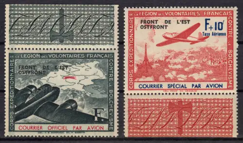 Frankreich IV - V Flugpost mit Aufdruck OSTFRONT, 2 Werte postfrisch **