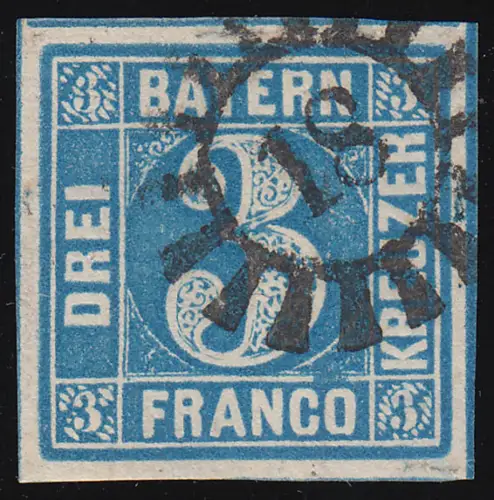 Bayern 2 II sehr farbintensives Exemplar mit Mühlradstempel 18, gut gerandet