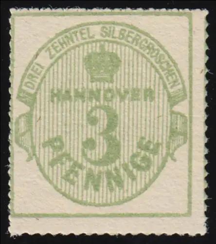 Hannover 21 y durchstochen 3 Pfennige, postfrisch ** signiert Bühler