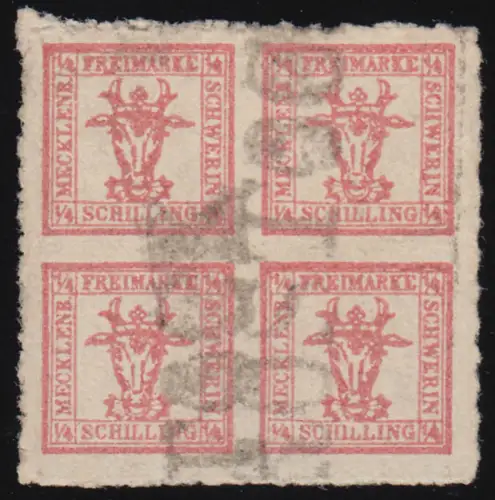 Mecklenburg-Schwerin 5 b Stierköpfe auf weißem Grund, gestempelt Rostock