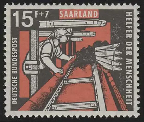 Saarland 406 Wohlfahrt Kohlebergbau 15 Fr 1957, **