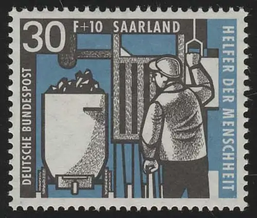 Saarland 407 Wohlfahrt Kohlebergbau 30 Fr 1957, **