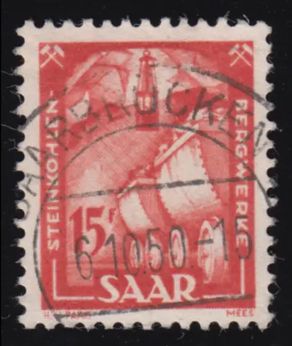 Saarland 281 Freimarke 15 Fr, gestempelt O