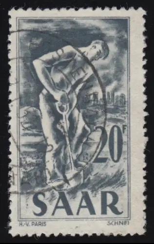 Saarland 283 Freimarke 20 Fr, gestempelt O