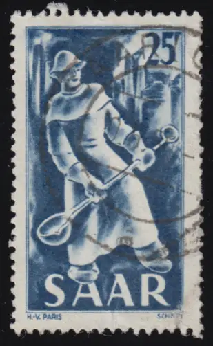 Saarland 284 Freimarke 25 Fr, gestempelt O
