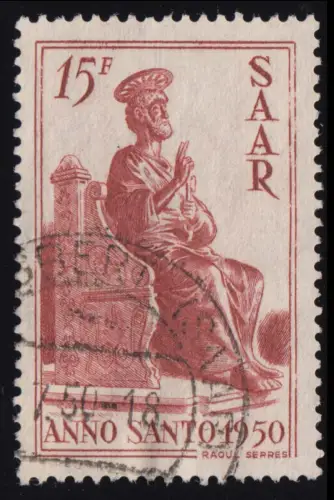Saarland 294 Heiliges Jahr 15 Fr 1950, gestempelt O