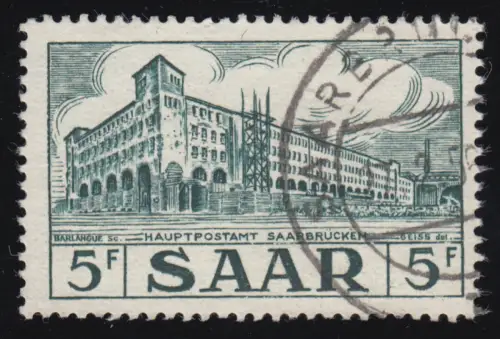 Saarland 323 Freimarke 5 Fr, mit Inschrift, gestempelt O