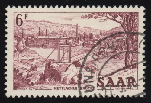 Saarland 324 Freimarke 6 Fr, gestempelt O