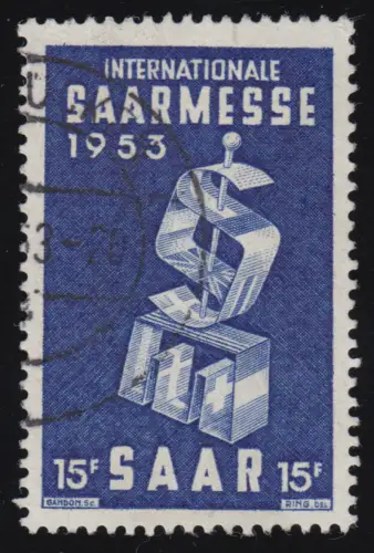 Saarland 341 Saarmesse Saarbrücken 1953, gestempelt O
