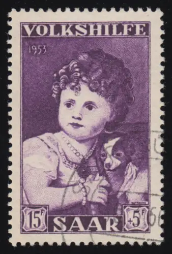 Saarland 344 Volkshilfe Gemälde 15 Fr 1953, gestempelt O