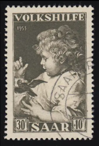 Saarland 346 Volkshilfe Gemälde 30 Fr 1953, gestempelt O
