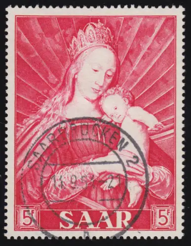 Saarland 351 Marianisches Jahr Gemälde 5 Fr 1954, gestempelt O