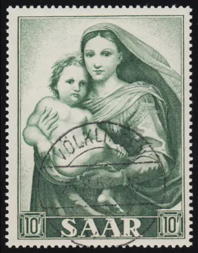Saarland 352 Marianisches Jahr Gemälde 10 Fr 1954, gestempelt O