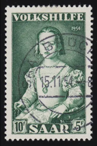 Saarland 355 Volkshilfe Gemälde 10 Fr 1954, gestempelt O
