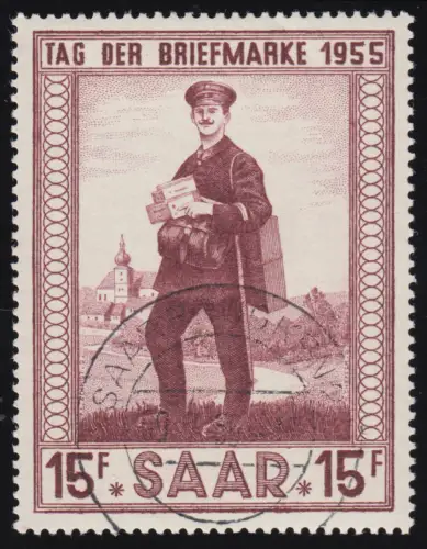 Saarland 361 Tag der Briefmarke Landbriefträger 1955, gestempelt O
