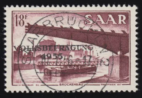 Saarland 363 Volksbefragung 18 Fr 1955, gestempelt O