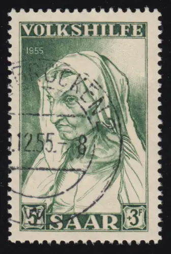 Saarland 365 Volkshilfe Gemälde Dürer 5 Fr 1955, gestempelt O