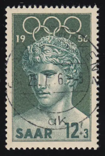Saarland 371 Olympische Sommerspiele 12 Fr 1956, gestempelt O