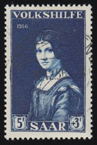 Saarland 376 Volkshilfe Gemälde 5 Fr 1956, gestempelt O
