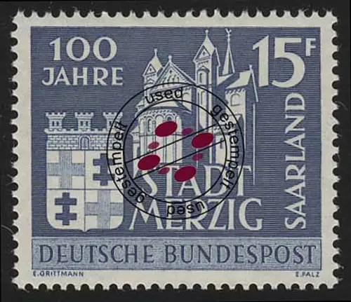 Saarland 401 Stadt Merzig 1957, gestempelt O