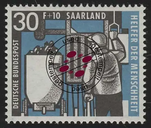 Saarland 407 Wohlfahrt Kohlebergbau 30 Fr, gestempelt O