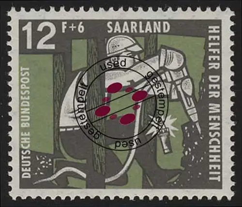 Saarland 405 Wohlfahrt Kohlebergbau 12 Fr, gestempelt O