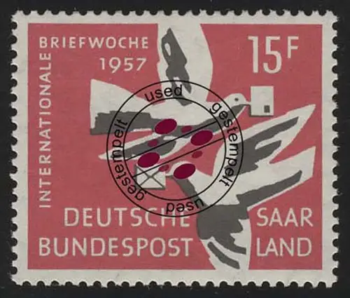 Saarland 408 Internationale Briefwoche 1957, gestempelt O