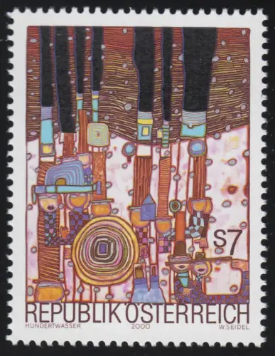 2321 Tod von Hundertwasser Blue Blues mehrf./schwarz, 7 S ** aus Block 15
