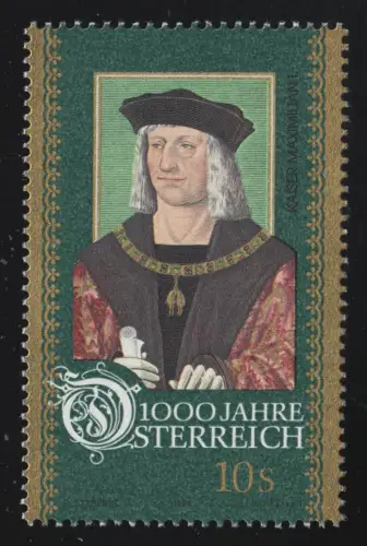 2201 1000 Jahre Österreich, Kaiser Maximilian I., 10 S ** aus Block 12