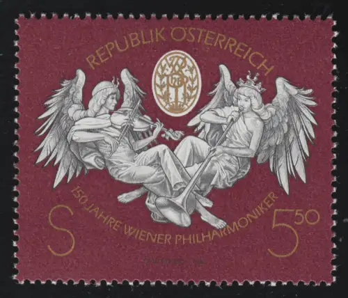 2054 Wiener Philharmoniker, Musizierende Engel 5.50 S, ** aus Block 11