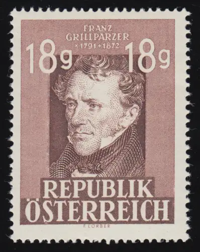 802 75. Todestag Franz Grillparzer (1791 -1872), 18 g, postfrisch **