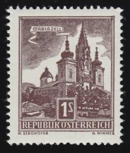1037 Freimarke Bauwerke, Basilika von Mariazell, 1 S, postfrisch **