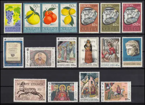 405-421 Zypern (griechisch) Jahrgang 1974 komplett, postfrisch **
