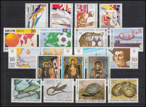 783-801 Zypern (griechisch) Jahrgang 1992 komplett, postfrisch **
