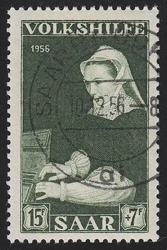 Saarland 378 Volkshilfe Gemälde 15 Fr 1956, gestempelt O