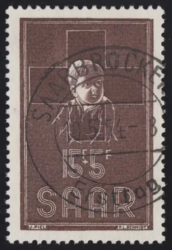 Saarland 350 Rotes Kreuz 1954, gestempelt O
