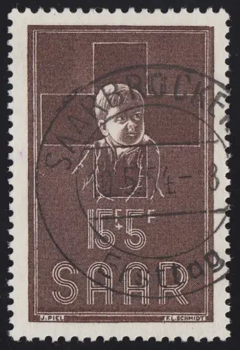 Saarland 350 Rotes Kreuz 1954, gestempelt O