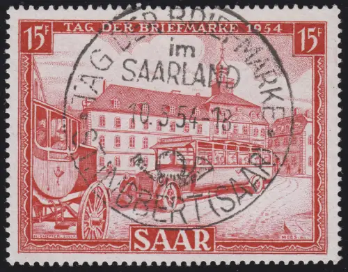 Saarland 349 Tag der Briefmarke Postkutsche & Postomnibus 1954, O